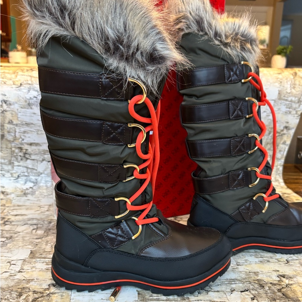 Women’s tall Guess boots with faux fur cuffs